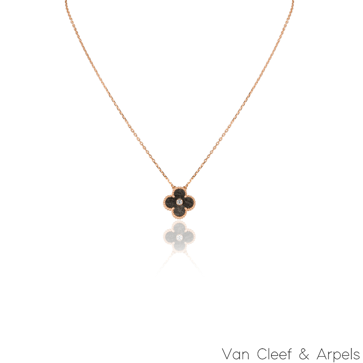 Van Cleef & Arpels Limited Edition Obsidian Vintage Alhambra Holiday Pendant